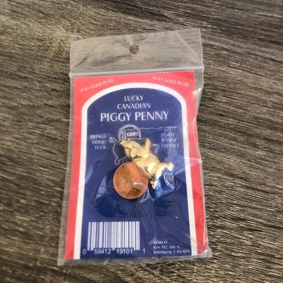 Vtg Lucky Canadian Piggy Penny Charm - Picture 1 of 9